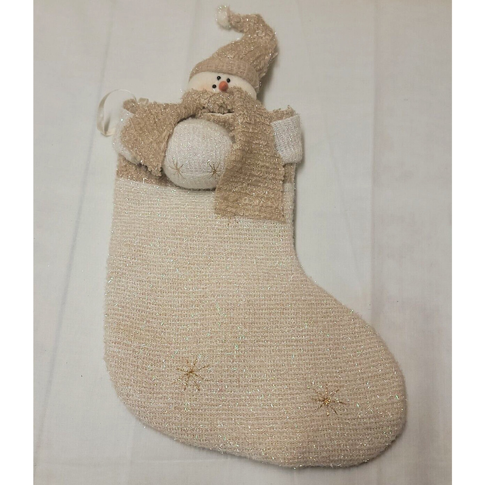 Berkeley Designs Gold Snowman with Snowball Top Christmas Stocking Shimmering